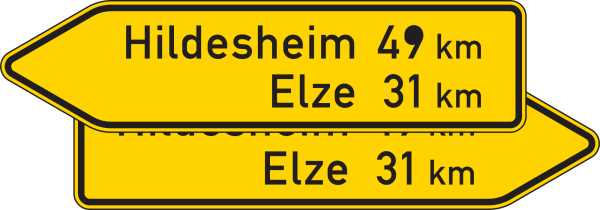 Pfeilwegweiser auf sonstigen Straßen, doppels.