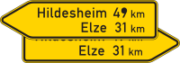 Pfeilwegweiser auf sonstigen Straßen, doppels.