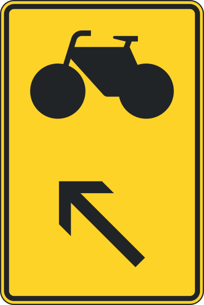 Wegweiser für Radverkehr, links einordnen