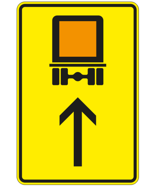 Wegweiser für kennzeichnungspflichtige Fahrzeuge mit gefährlichen Gütern, geradeaus