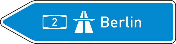 Pfeilwegweiser zur Autobahn, linksweisend