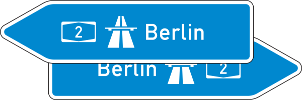 Pfeilwegweiser zur Autobahn, doppelseitig