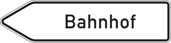 Pfeilwegweiser zu Zielen mit erheblicher Verkehrsbedeutung, linksweisend