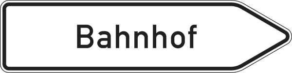 Pfeilwegweiser zu Zielen mit erheblicher Verkehrsbedeutung, rechtsweisend