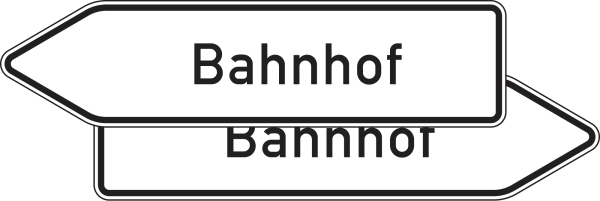 Pfeilwegweiser zu Zielen mit erheblicher Verkehrsbedeutung doppelseitig