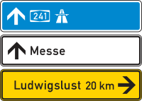 Tabellenwegweiser aufgelöste Form (nur innerorts)...