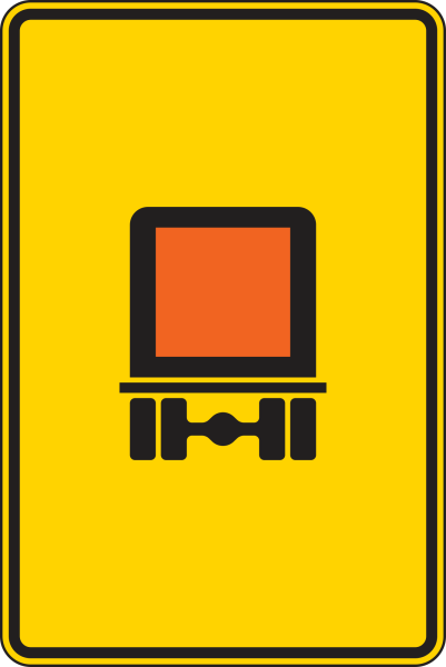 Vorwegweiser für kennzeichnungspflichtige Fahrzeuge mit gefährlichen Gütern (ohne Pfeilsymbol)