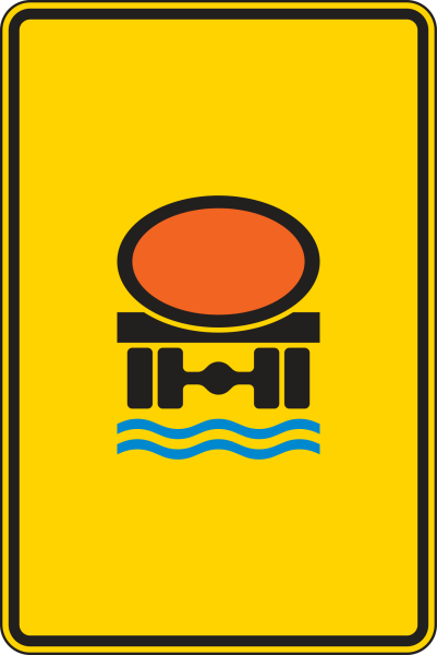 Vorwegweiser für Fahrzeuge mit wassergefährdender Ladung (ohne Pfeilsymbol)