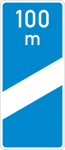 Ankündigungsbake blau, einstreifig