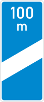 Ankündigungsbake blau, einstreifig