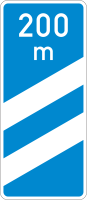 Ankündigungsbake blau, zweistreifig