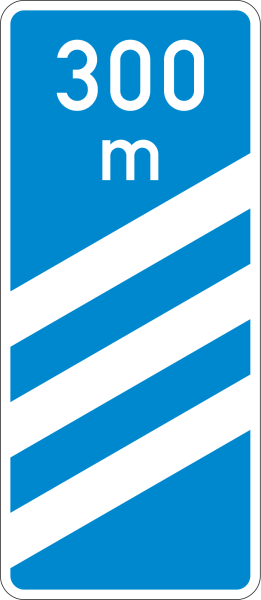 Ankündigungsbake blau, dreistreifig