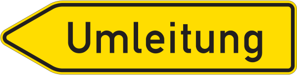 Umleitungswegweiser, linksweisend
