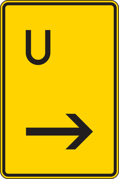 Ankündigung oder Fortsetzung der Umleitung, hier rechts
