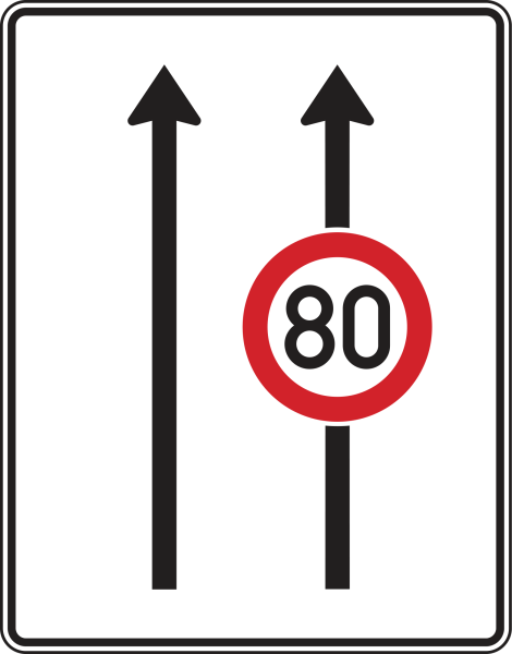 Fahrstreifentafel mit Zeichen 274