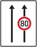 Fahrstreifentafel mit Zeichen 274
