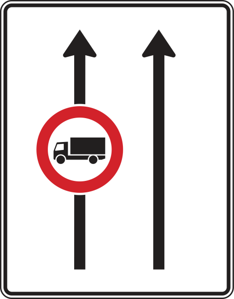Fahrstreifentafel mit Zeichen 253