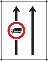 Fahrstreifentafel mit Zeichen 253