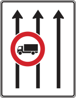 Fahrstreifentafel mit Zeichen 253