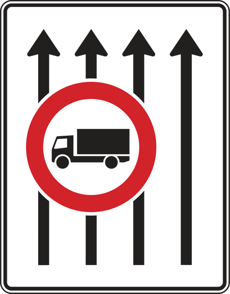 Fahrstreifentafel mit Zeichen 253