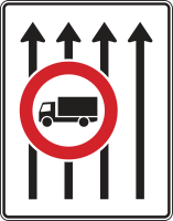 Fahrstreifentafel mit Zeichen 253