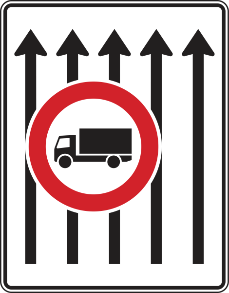 Fahrstreifentafel mit Zeichen 253