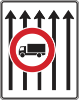 Fahrstreifentafel mit Zeichen 253