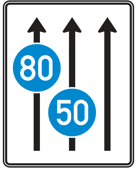 Fahrstreifentafel mit Zeichen 275