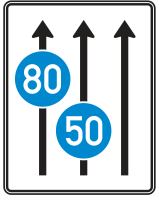 Fahrstreifentafel mit Zeichen 275