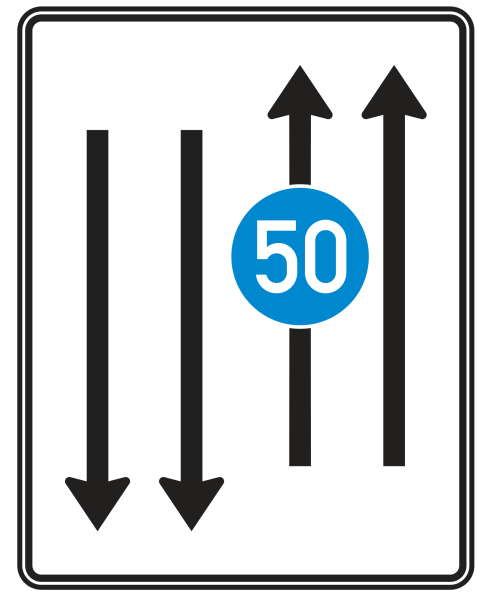 Fahrstreifentafel mit Zeichen 275