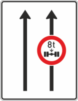 Fahrstreifentafel mit Zeichen 263