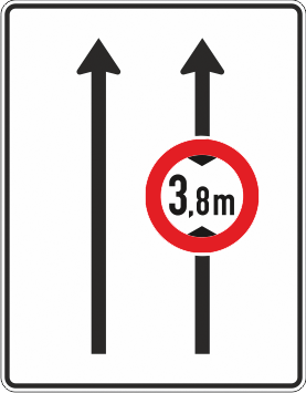 Fahrstreifentafel mit Zeichen 265
