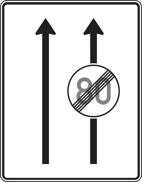 Fahrstreifentafel mit Zeichen 278