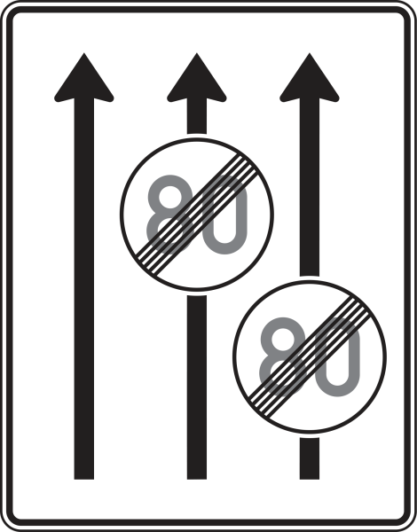 Fahrstreifentafel mit Zeichen 278