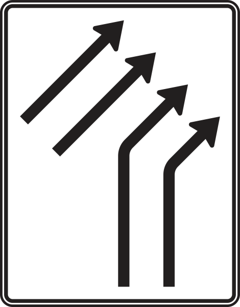 Zusammenführungstafel nach Zeichen 551-22