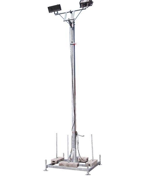 MÜBA Lampenmast 12396 mit Standfuß und Lampenträger (ohne Lampen, ohne Ballast), 6,00 m Lampenhöhe, 75 kg Traglast