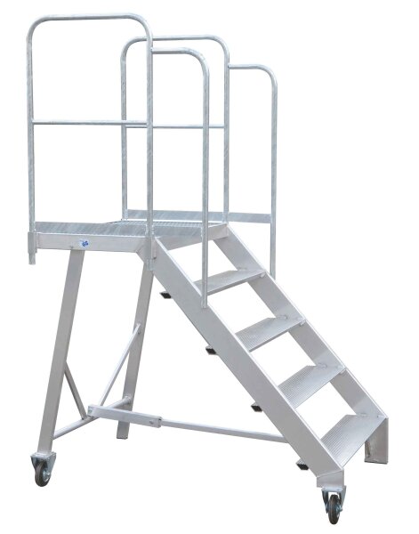 MÜBA Alu-Podesttreppe 10956 mit Geländer, Standfläche 1,05 x 0,64 m, Höhe 1,25 m, Breite 1,12 m
