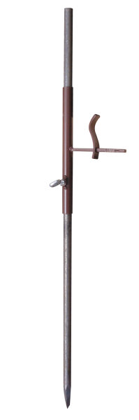 MÜBA Schnurgerüst Typ 3 für eine Ecke, 1,20m lang, bestehend aus 3 Stahlpfosten, 2 Bretthaltern und einem Eckbretthalter
