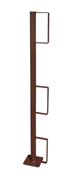 MÜBA Geländerpfosten zum Aufschrauben 19535 lackiert, mit geschlossenen Bretthaltern, Länge 1040 mm, EN 13374-A