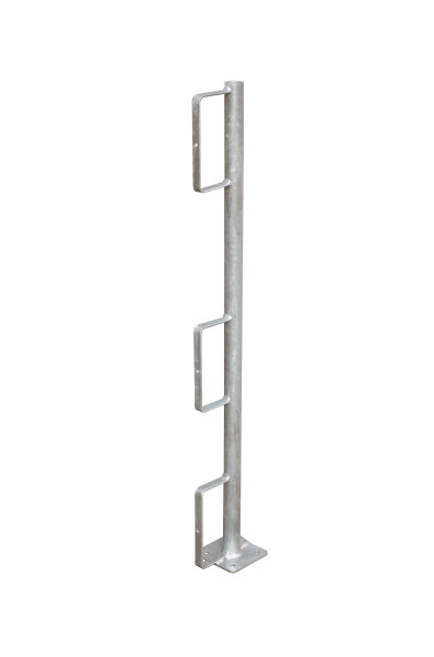 MÜBA Geländerpfosten zum Aufschrauben 19536 verzinkt, mit geschlossenen Bretthaltern, Länge 1040 mm, Rohrdurchmesser Ø 38 mm