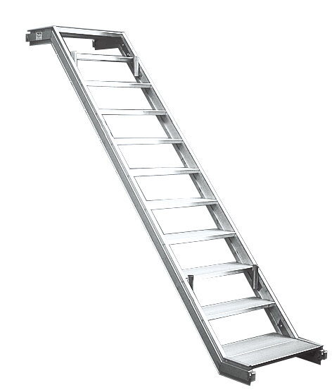 MÜBA Aluminium-Gerüsttreppe für Feldhöhe 2,00 m und Feldlänge 2,50m (außenliegender Leitergang) I 34kg, für Fix70/ Fix181 44052