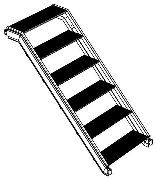 MÜBA Aluminium-Gerüsttreppe für Feldhöhe 1,00 m und Feldlänge 1,25m (außenliegender Leitergang) I 16,42kg, für Fix70/ Fix182 44055