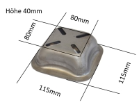 MÜBA Palettenfuß, viereckig, roh Innen 80x80mm...