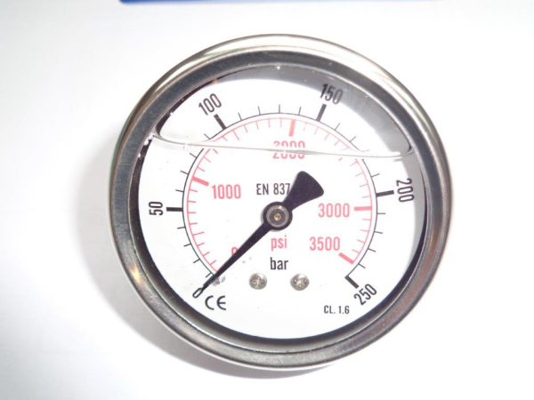 PROBST Ersatzteile Manometer DR NG 63 R, 0 bis 250 Bar, G 1/4, hinten mit Glyzerin  22130001