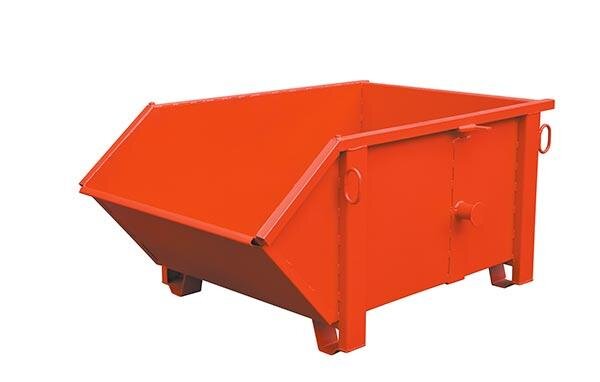 MÜBA Kipp-Container mit schräger Schütte, Inhalt 1000 Liter, Tragfähigkeit 1500kg, Auflast 4500kg, Maße 1,60x1,20x0,80m, lackiert