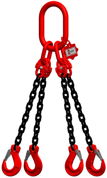 McBULL® 4-Strang-Kettengehänge, GK8, schwarz, 8 mm, 1 Meter, Typ1 H48SLTyp1