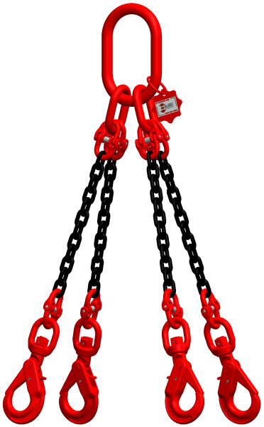 McBULL® 4-Strang-Kettengehänge, GK8, schwarz, 6 mm, 1 Meter, Typ7K16 H46SLTyp7K16