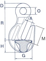 Verkürzungshaken mit Öse, mit Sicherung FS115-164