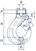 Gabelkopf-Lasthaken, mit Blechfalle FS115-172