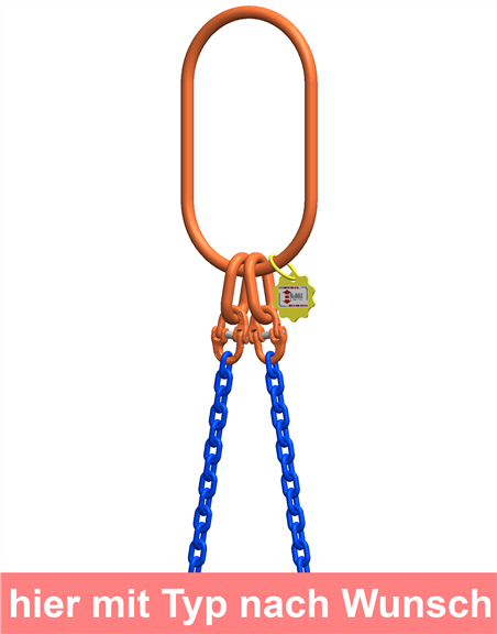 McBULL® 2-Strang-Kettengehänge, GK10, Sondergüte-Kette, 10 mm, 1 Meter, Typ8K25 HX210SLTyp8K25